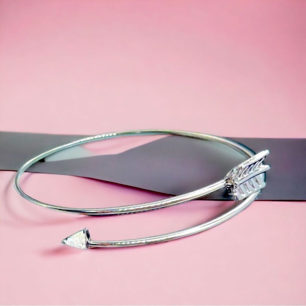 Silver Arrow Cuff Bracelet l Gemstone Decor l New